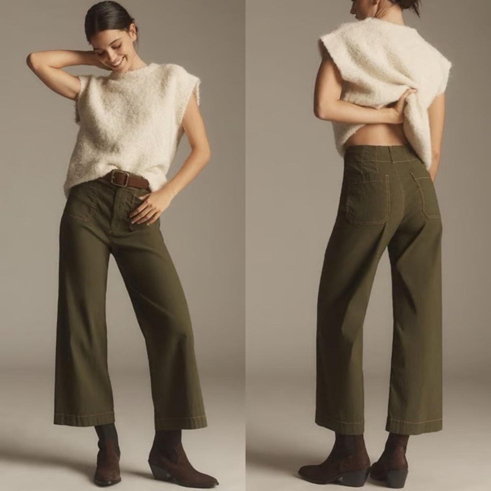 NEW The Colette Crop Wide-Leg Pants by Maeve: Contrast Stitch Edition